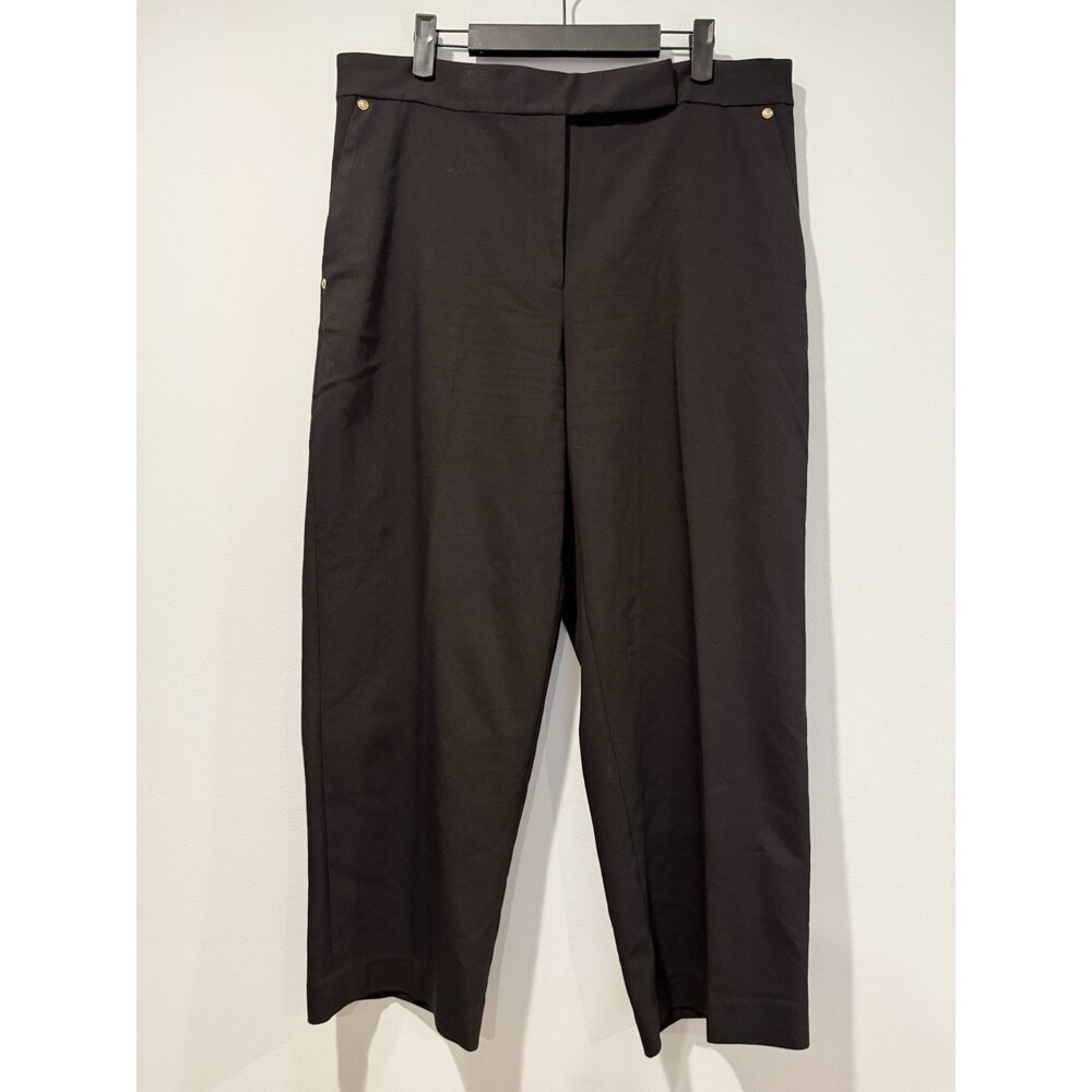 Michael Kors Dress Pants Womens 14 Blk Wide Leg Quiet Luxury Minimal Work Travel